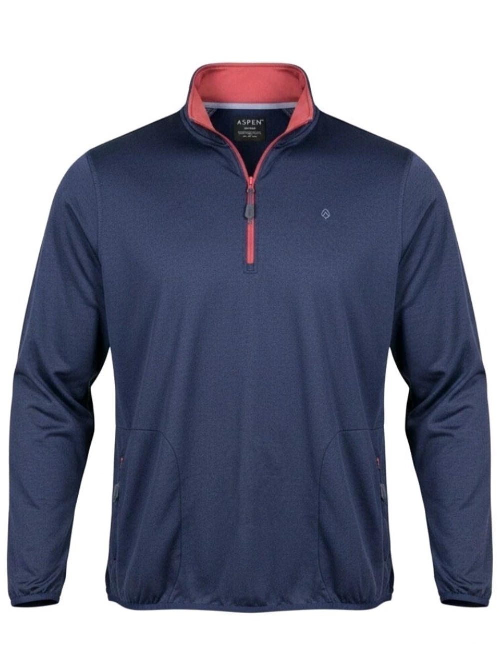 Aspen Navy Lightweight Quarter-Zip Pullover with Coral Trim
